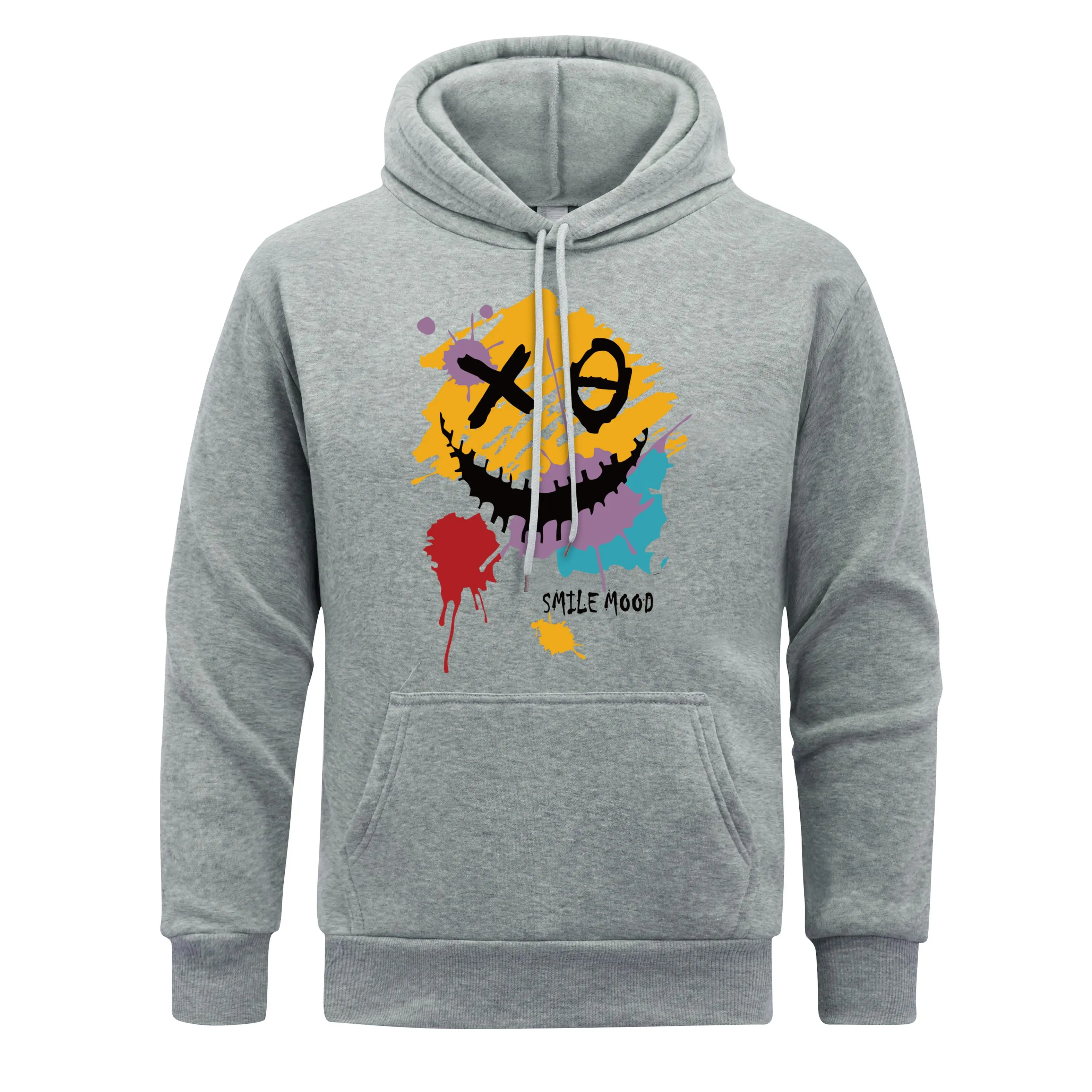 Colorful Canvas Men Hoody Facial Happy Expression Hoodies Happy Mood Hooded Man S-XXL fur-liner Spring Autumn Tops