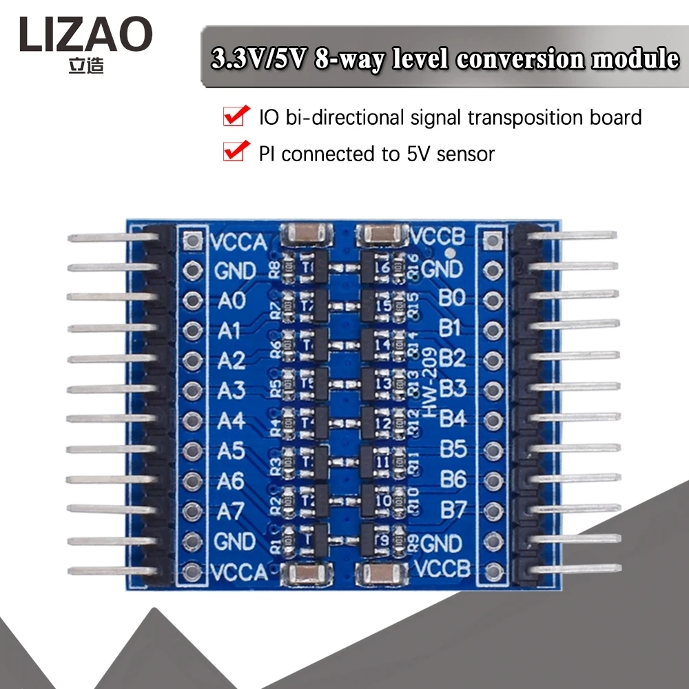 LIZAO 3.3V/5V 8-Way Bi-directional Level Conversion Module, IO Signal Transposition Board for Microcontroller Sensor Interface
