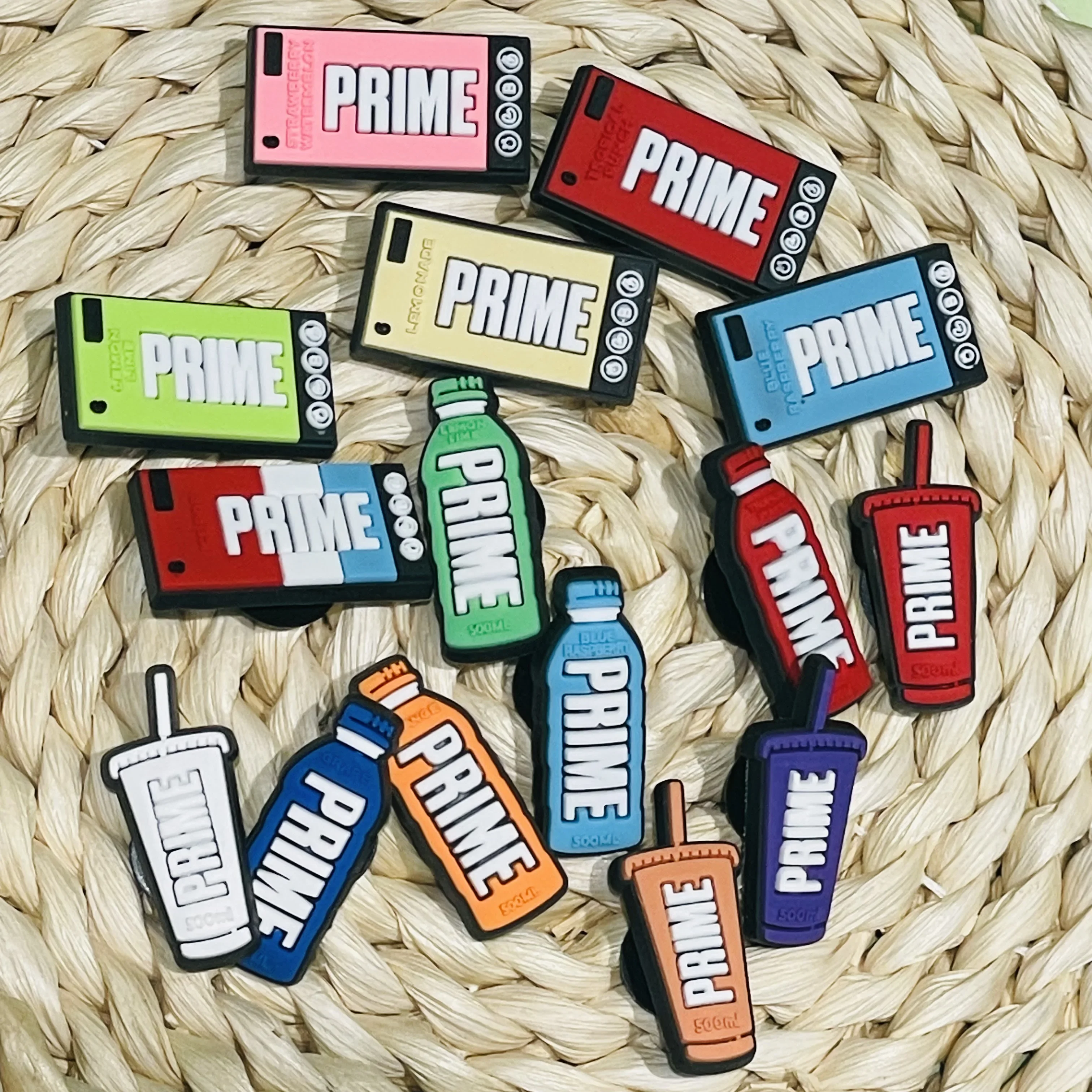 1-15Pcs Sports Drinks Bottle PVC Sandals Shoes Charms Man Woman Buckle Clog Accessories DIY Wristbands Kids Party Presents