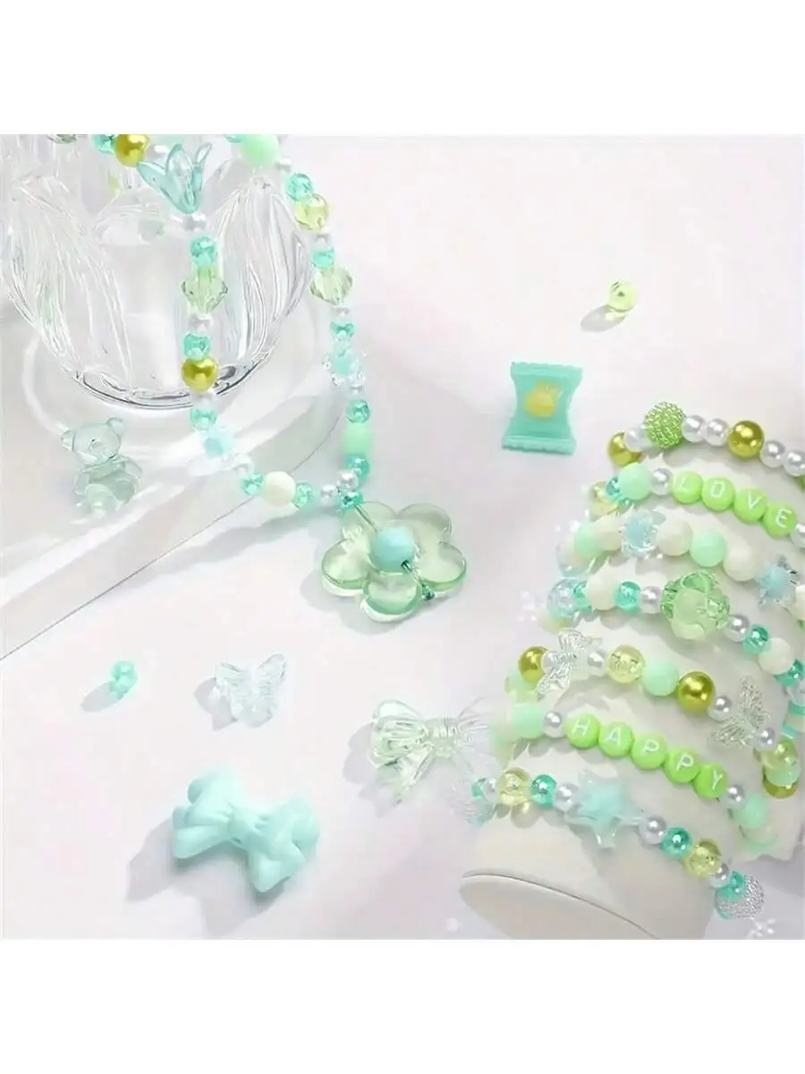 13 boxes, green transparent AB bead set, forest theme, spring, bracelets, necklaces, rings, and DIY various small accessories view 5