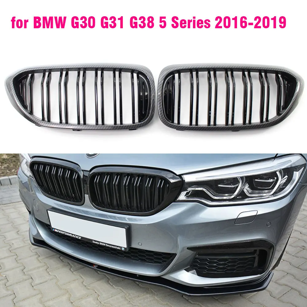 Front Bumper Kidney Grille Grill For BMW G30 G31 5 Series 525I 530I 540I 550I M5 With M-Performance Black Line Kidney Matt Black