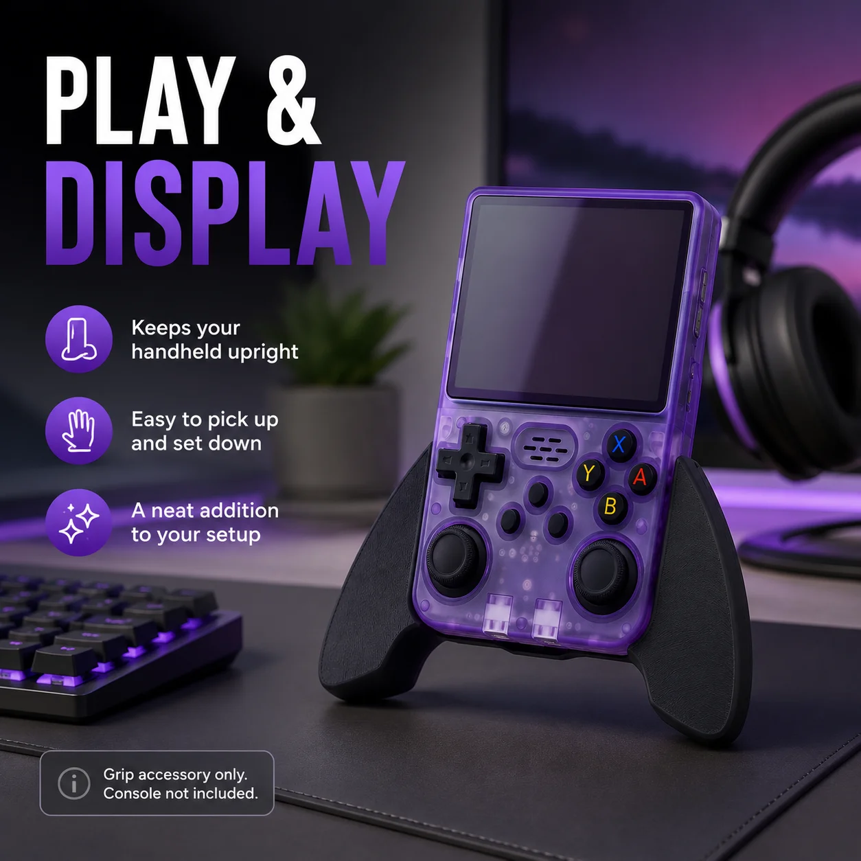 Retro Gaming R36S - R36Sグリップハンドル 人間工学に基づいた携帯型ゲーム機用グリップスタンド 快適な3Dプリントアクセサリー R36Sレトロゲーム機用