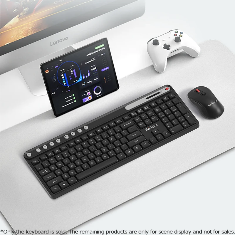 Klawiatura Thinkplus Wireless Light Sound K225 Pro Lenovo 2.4G Wodoodporna, wąska, kolorowa, modna do laptopów PC Notebooki do pracy