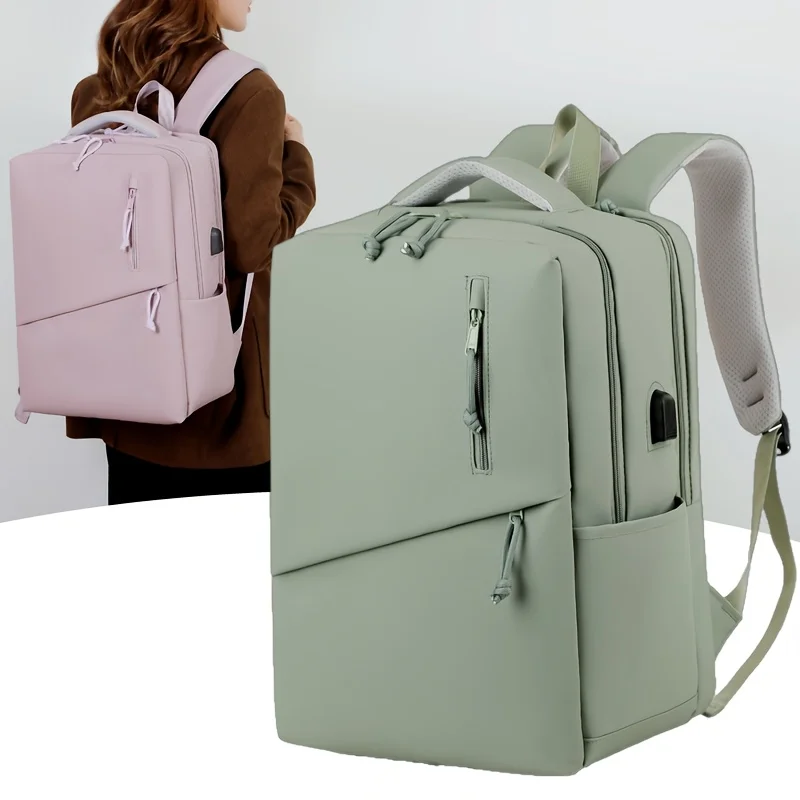 Fashion Women's Casual Backpack, Large Capacity Laptop Backpack, Simple Solid Color Backpack, Suitable for Commuting, Travel Etc