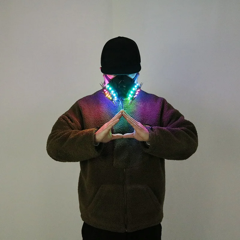 

New LED Multi Color Strobe Mask Rivet Cyberpunk Night DJ, Party Lighting, Costume Props, Halloween, Christmas Show, New