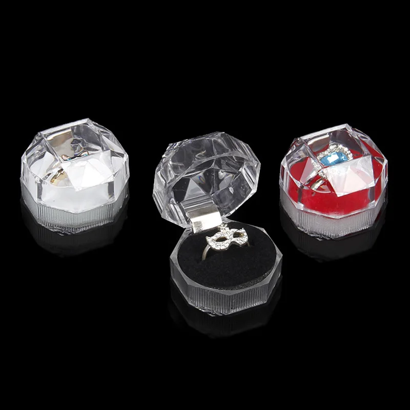 20pcs Acrylic Crystal Ring Boxes for Wedding Jewelry