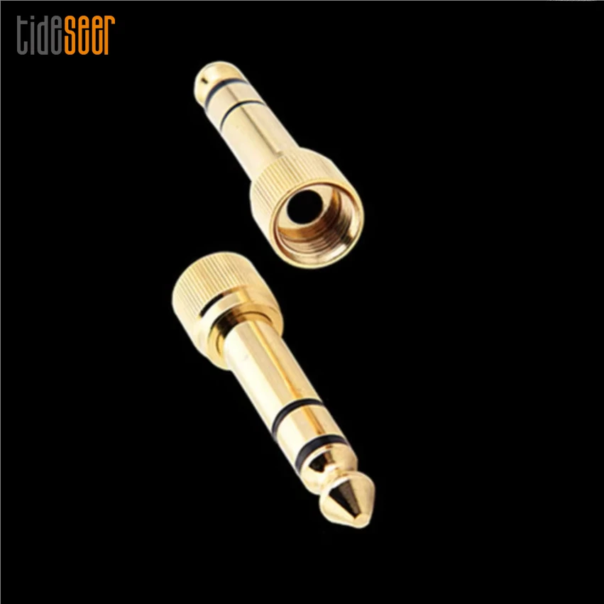 500pcs Gold 6.35mm Male to 3.5mm Female Jack Speaker Audio Screw Adapter Headphone Connector Aux Converter