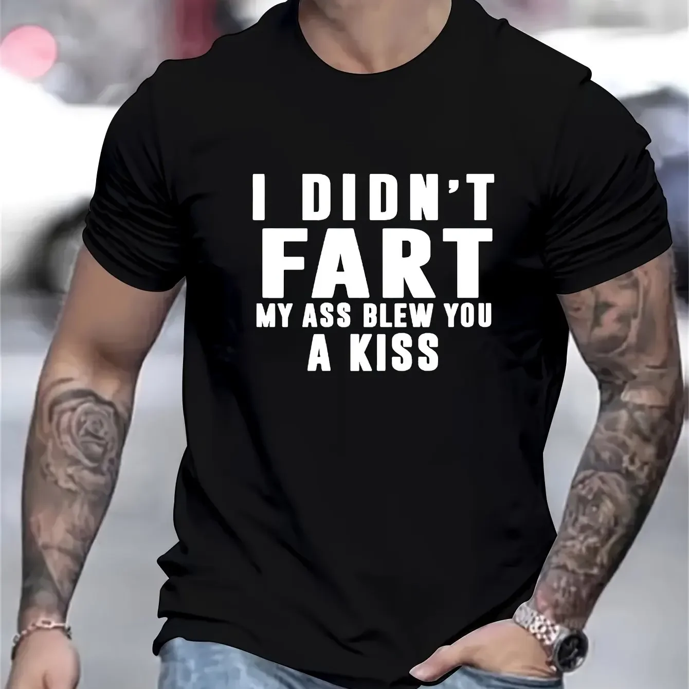 Interesting and Humorous Slogan Pattern T-shirt Innovative Gift Top