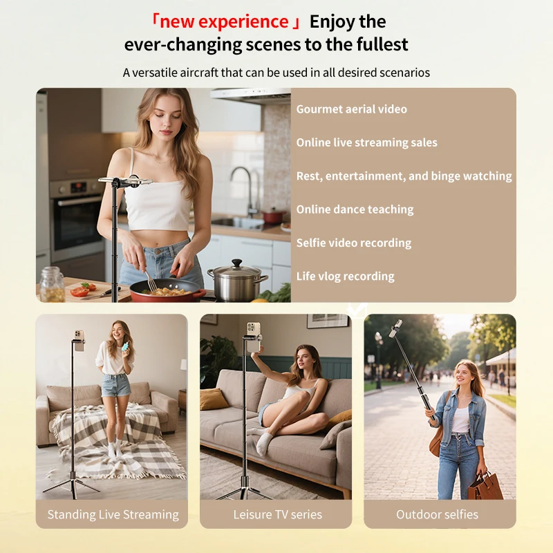 Handheld Selfie Stick 360° Rotation Foldable Tripod Stand Desktop Phone Holder With Bluetooth Remote for Shooting Live Streaming