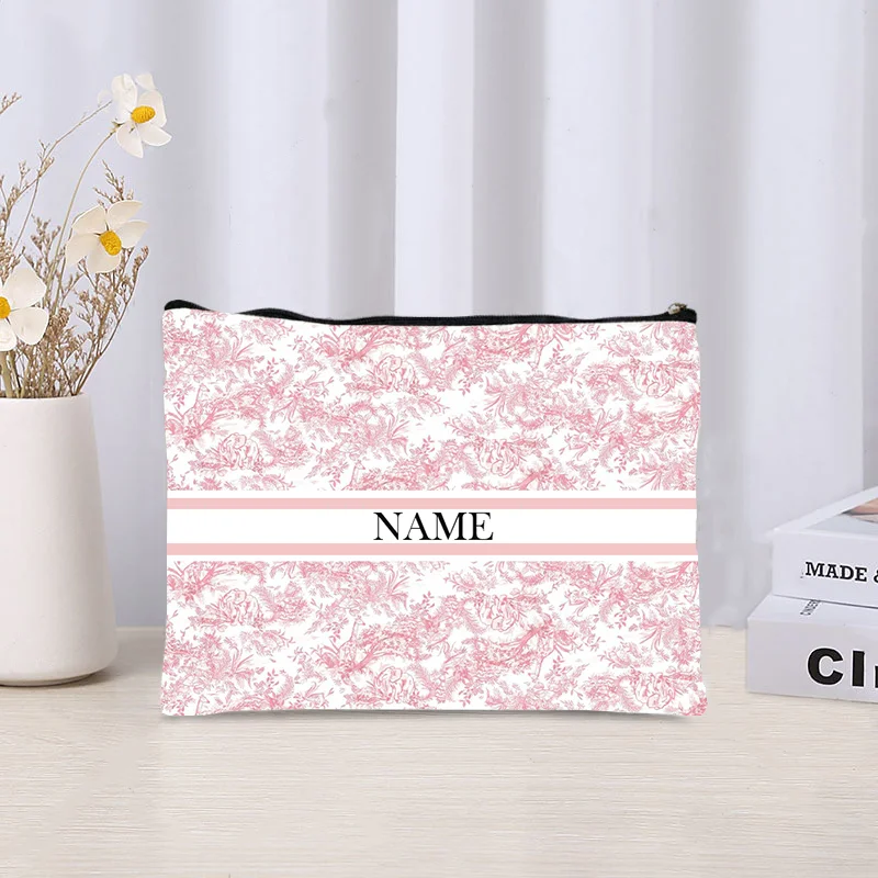 Bolsa de maquillaje de lujo para mujer, bolso de almacenamiento de cosméticos de viaje con nombre personalizado, portátil, con cremallera, Mini