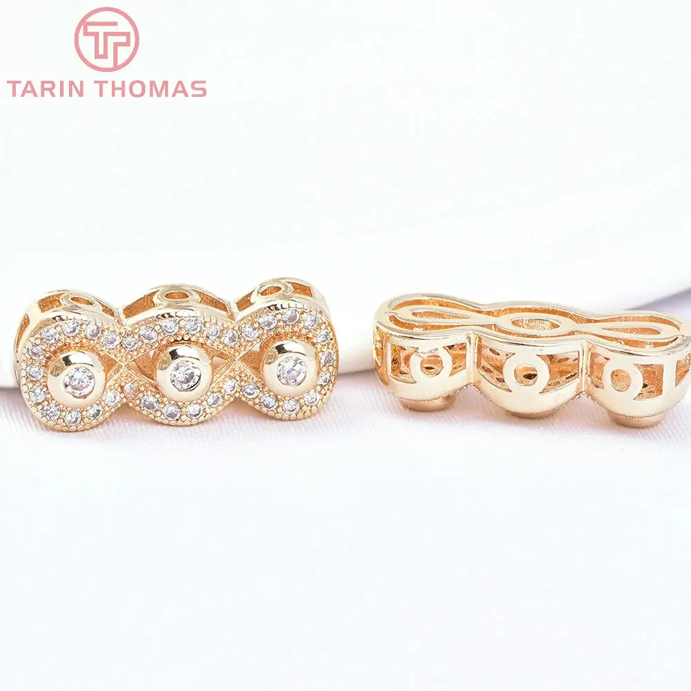 

(7137) 2PCS 7.5x19MM 24K Gold Color Brass with Zircon Beads Charm High Quality Jewelry Making Findings Accessories Wholesale