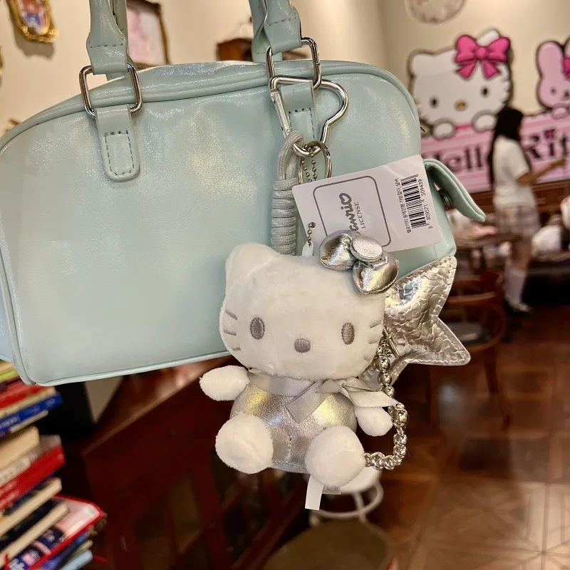 Sanrio cartoon hello kitty boneca de pelúcia chaveiro pingente mochila diária acessórios de moda personalizados presente de festival infantil