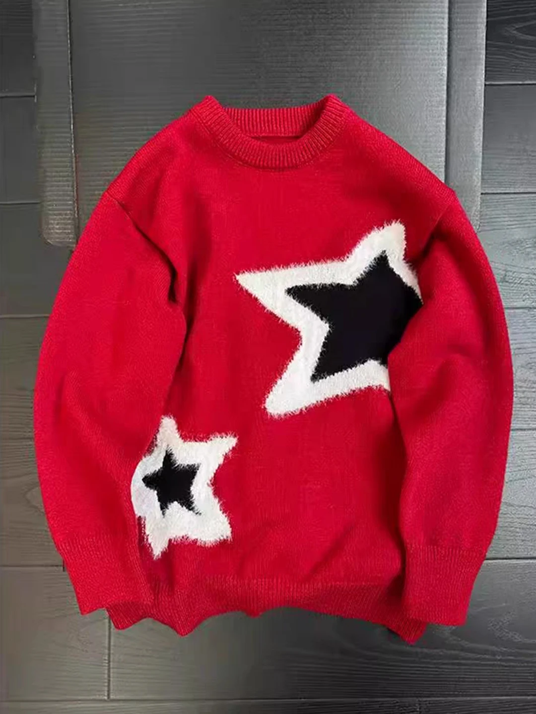

Red Thiened Knitted Sweater for Men Cisas Sle Star Embroidery Inner Wear Bazi Year Thi Starry Night Men's Knitwear