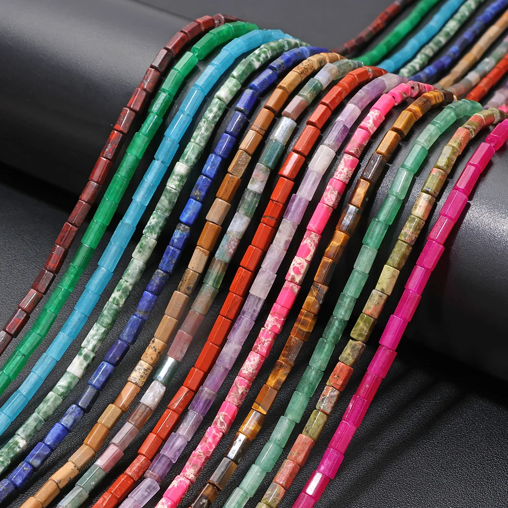 Cylinder Tube Beads 4x6mm Natural Tiger Eye Amethyst Quartz Loose Beads for Jewelry Making Bracelet Necklace DIY Supplies