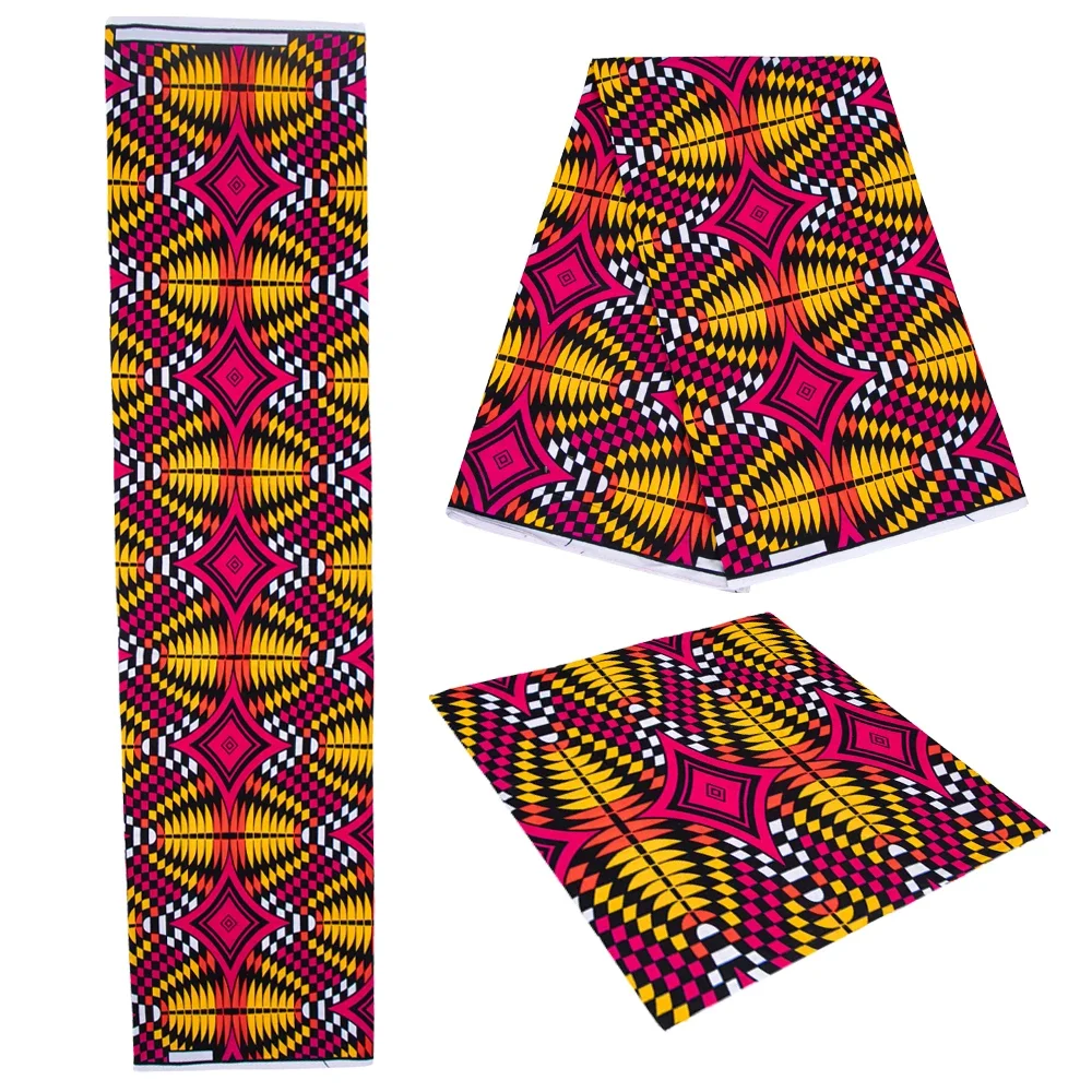 Ankara African Real Wax Prints Cotton Fabric Diamond Pattern veritableWax High Quality For Party Dress 24fs1543-44