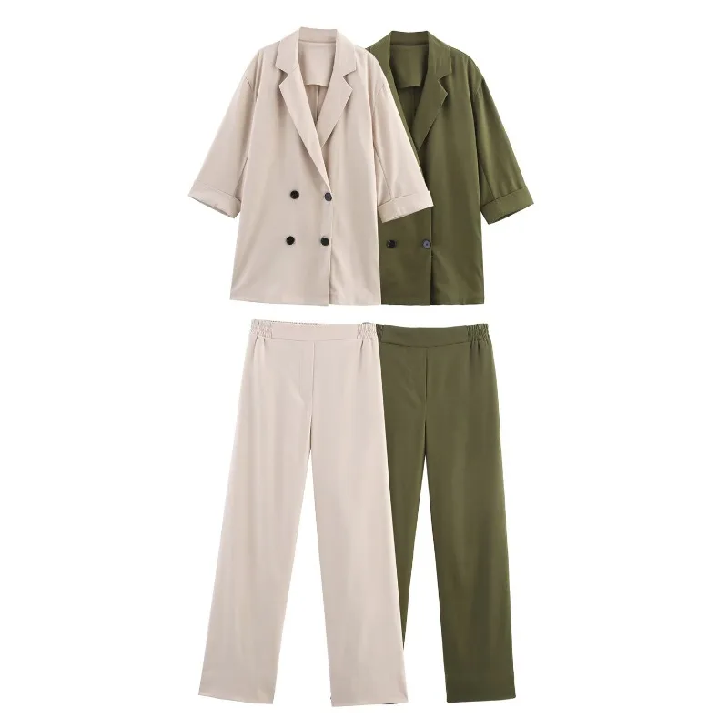 

TRAFZR Pants Sets Plus Size Matching New in Full Number Summer Suits Women 2025 Woman Suit Set Luxury Two Piece Linen Pant Lady