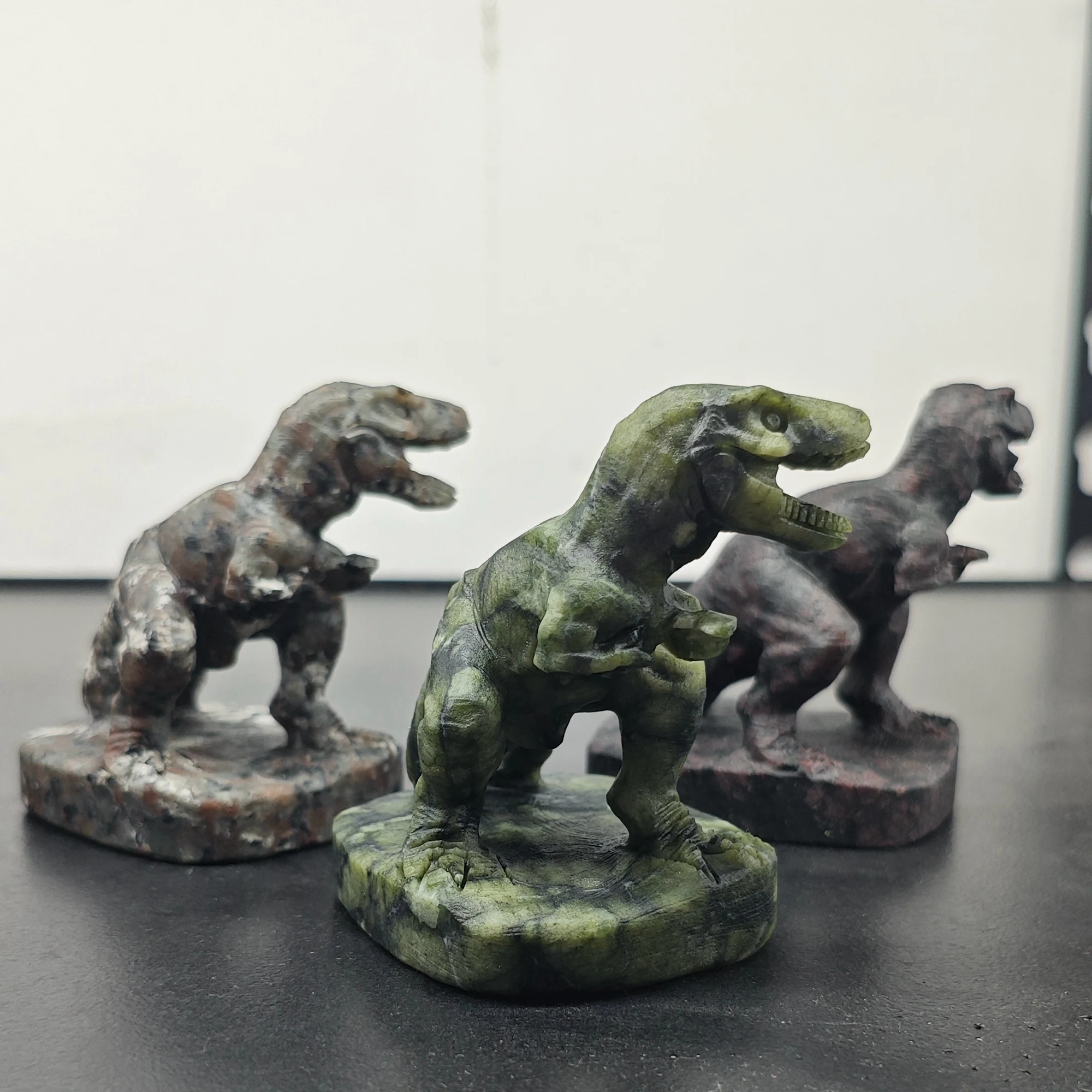 Dinosaur T-Rex Statue Green Red Grey Figurine Prehistoric Animal Home Office Tabletop Decor Aesthetic Room Ornament Present Gift