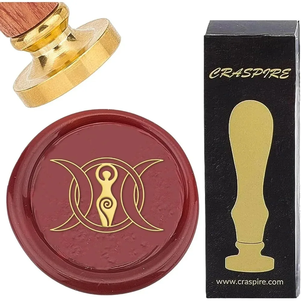 Selo de lua 25mm selos de vedação vintage cabeça de latão removível com alça de madeira para convites de envelopes de festa