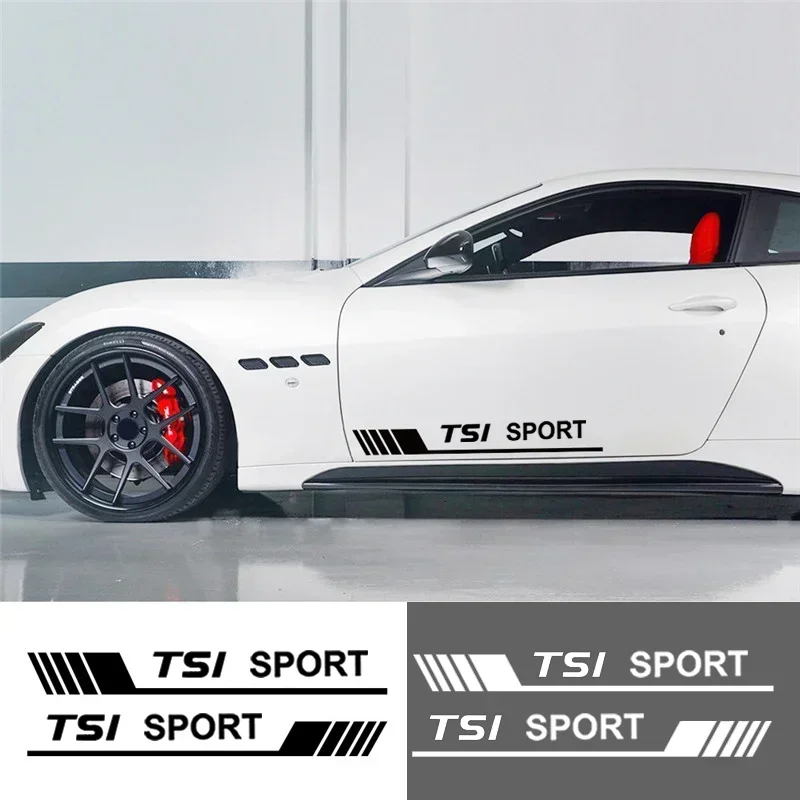 

60x6cm Vinyl Car Door Decorative Sticker Side Apron Badge for VW TSI Logo Rline GTI Lavida POLO Passat Golf Santana Jetta Sharan