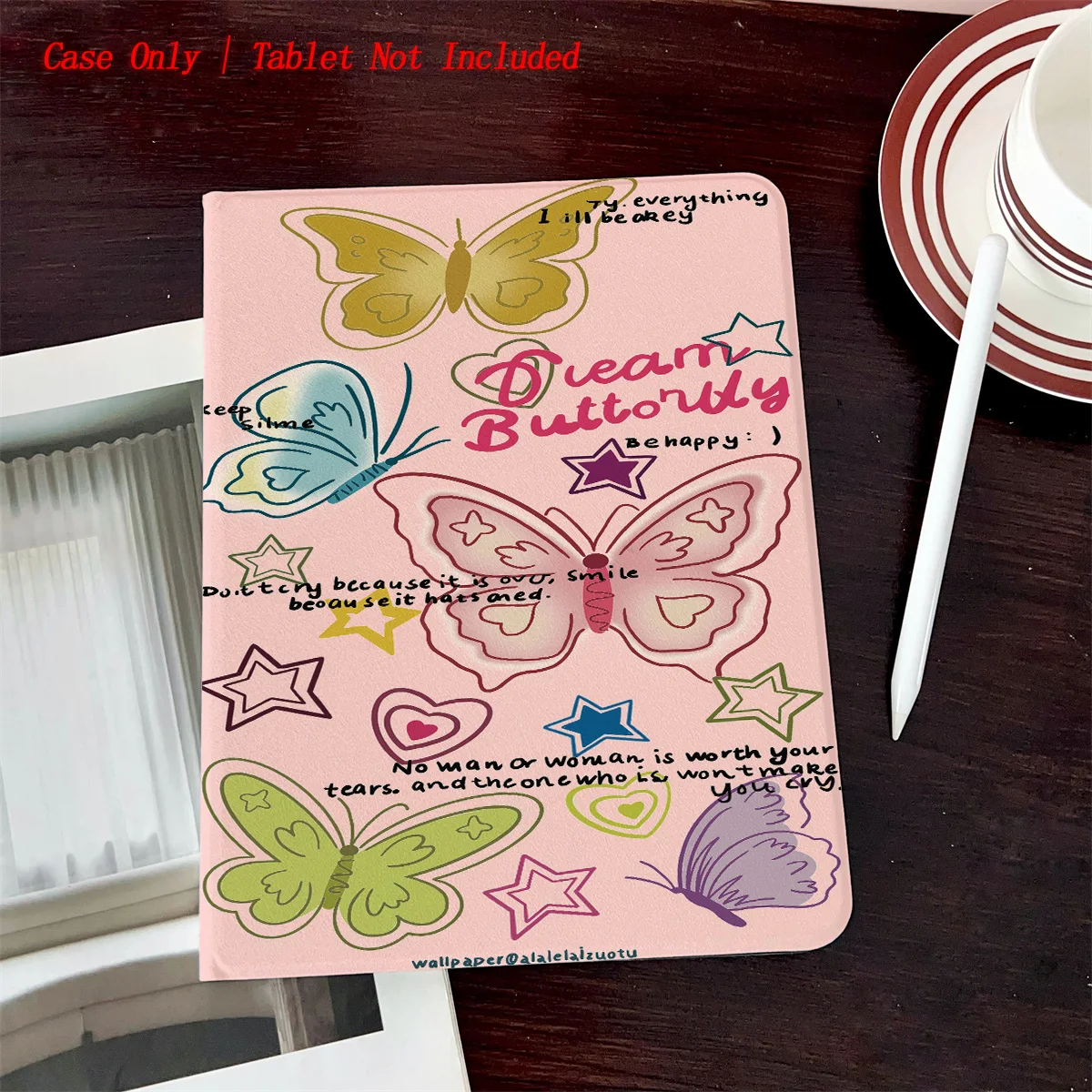 

Чехол для iPad с принтом розовой бабочки и слотом для ручки — простой свежий дизайн книги для Pro/Air 5 4/iPad 10/Mini 5