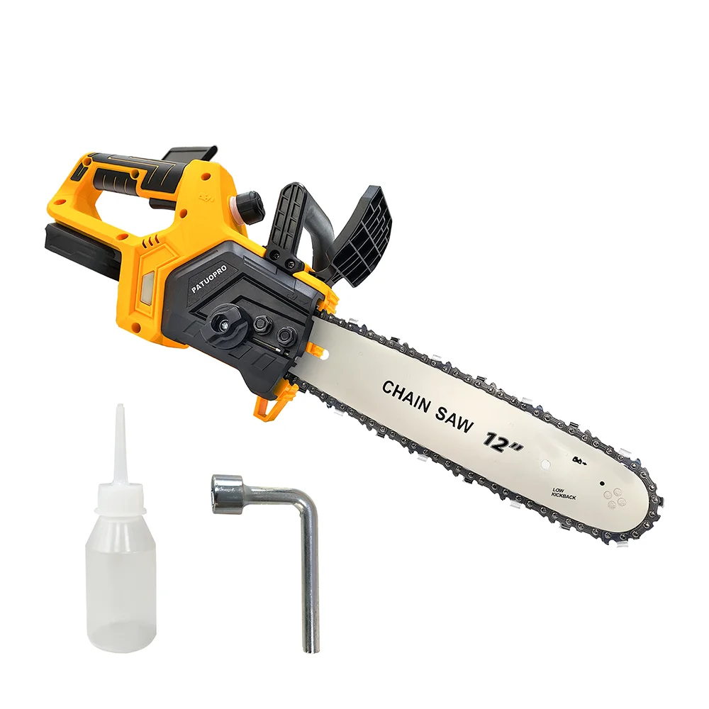 PATUOPRO 12 Inch Brushless Chainsaw Cordless Rechargeable Woodworking Chain Saw Tree Cutter For Makita 18V Battery