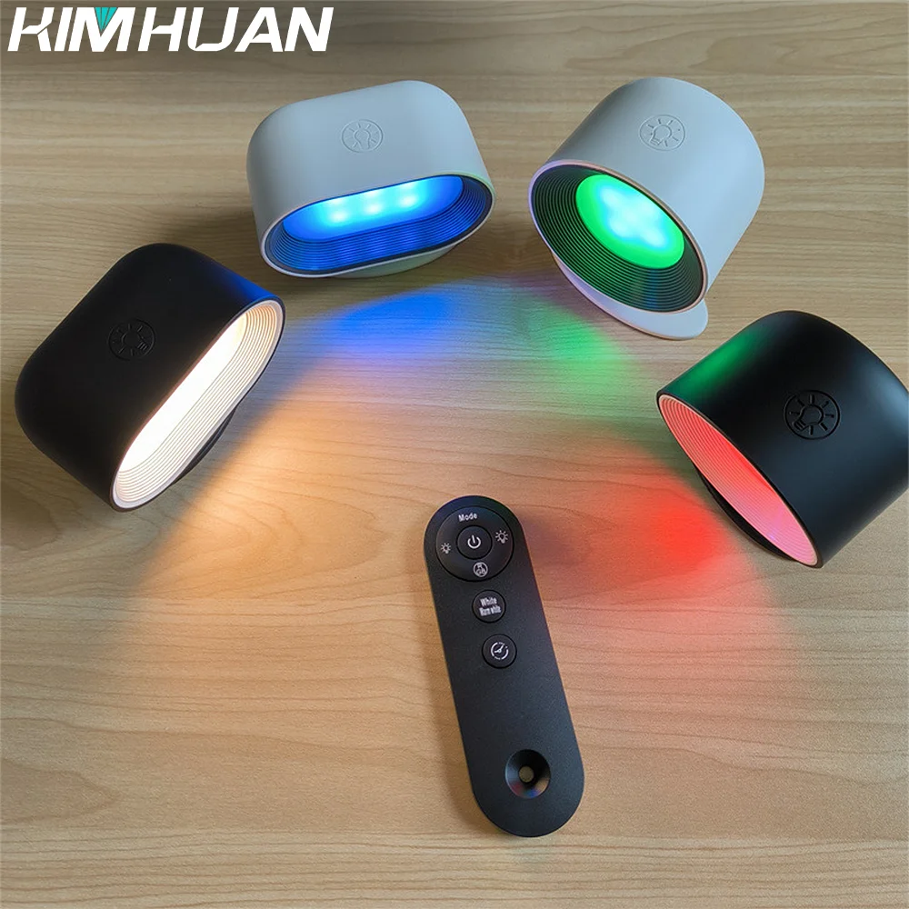 

USB Charging Wall Light RGB Color Changing Lamp Remote Touch Magnetic Night Light 360 Degree Rotation Bedroom Bedside Lighting