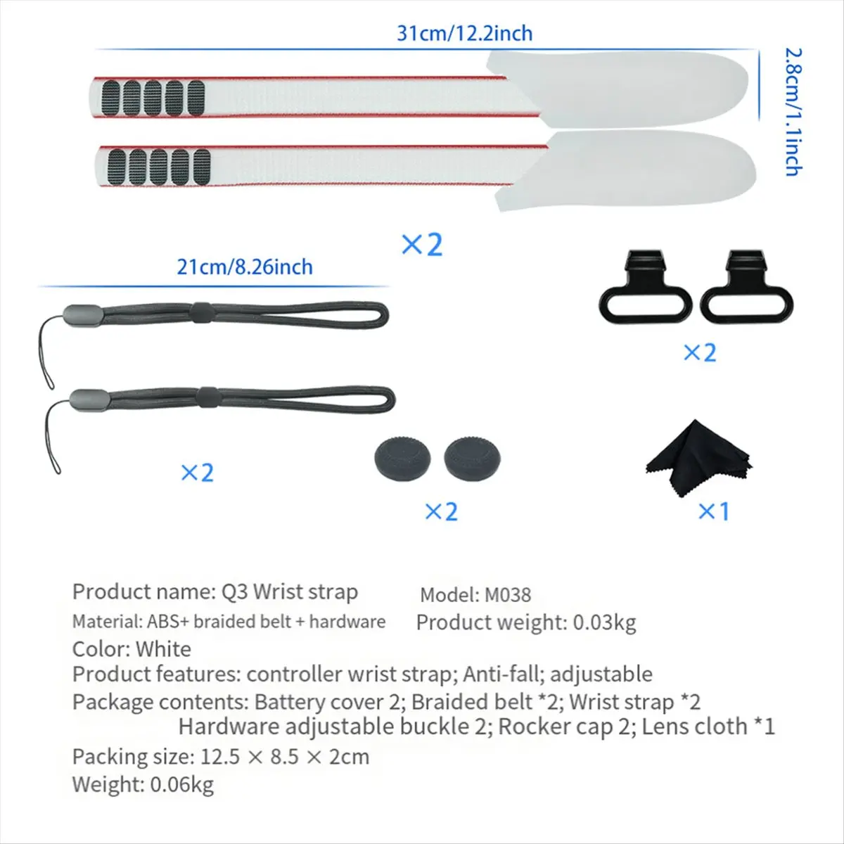 

Регулируемая ручка AABFK, ремешок для контроллера для Meta Quest 3, защитный ремешок для Oculus Quest 3 VR, аксессуары