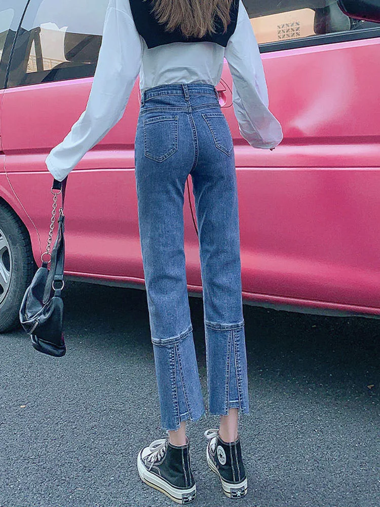 Vintage slanke mode enkellange jeans dames casual streetwear retro denim broek recht hoog getailleerde rechte vaqueros