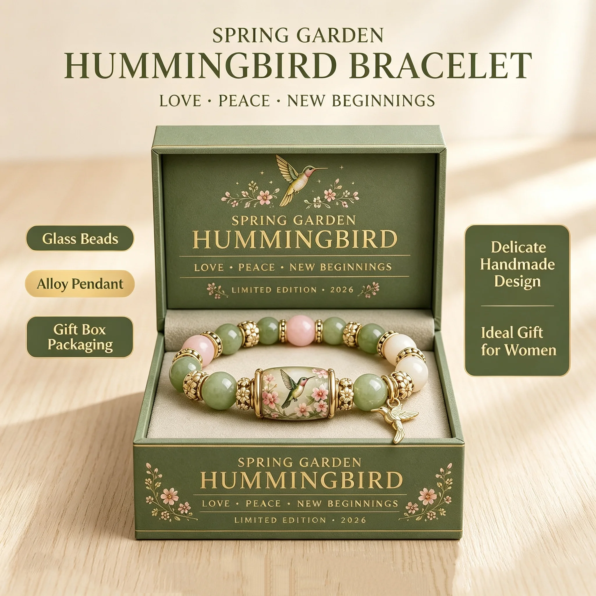 Fashion Countryside Style Colorful Sunflower Bee Bird Bead Bracelet Women Simple Animal Pendant Hand Ring Jewelry Gift Box
