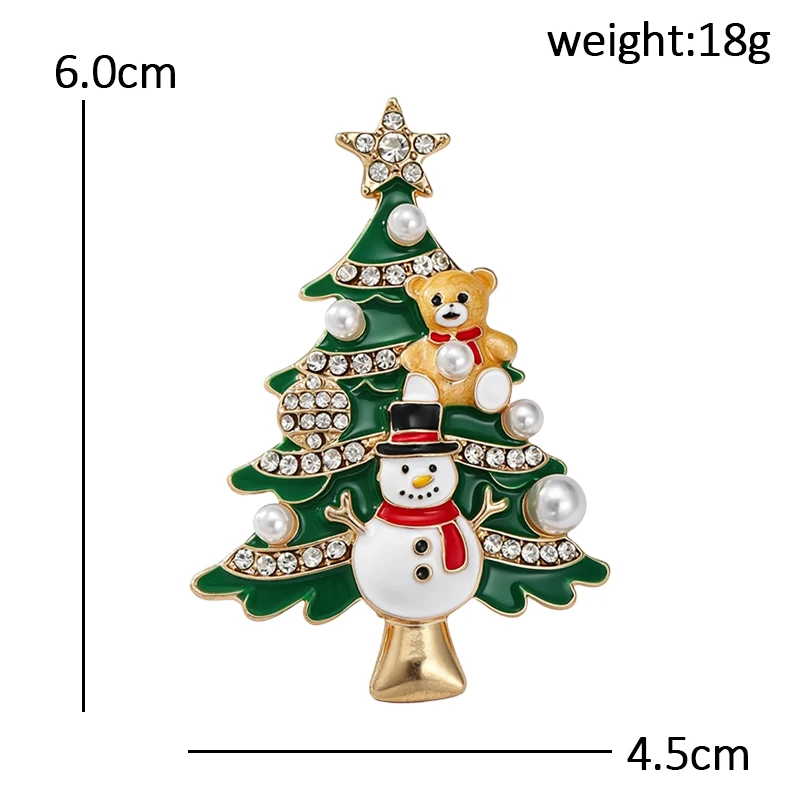 Wuli&baby Schöne Schneemann-Weihnachtsbaum-Broschen für Damen, Unisex, Strass-Emaille-Kiefer-Brosche, Neujahrspflanzen-Pin, Geschenke – Detail 2