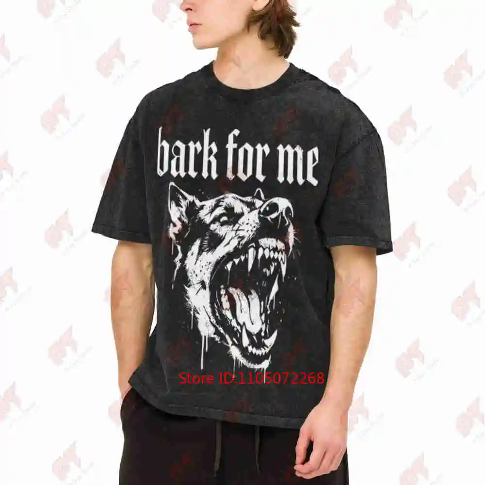 Bark For Me Gothic Dog Vintage Washed Tee Pure Cotton T-Shirt