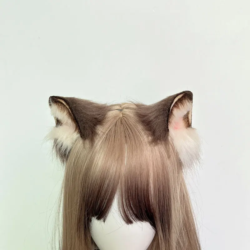 Handmade Siamese Cat Faux Fur Ears Headband Fluffy Plush Animal Hair Hoop Anime Dress Party Cosplay Costume Hair Accessories