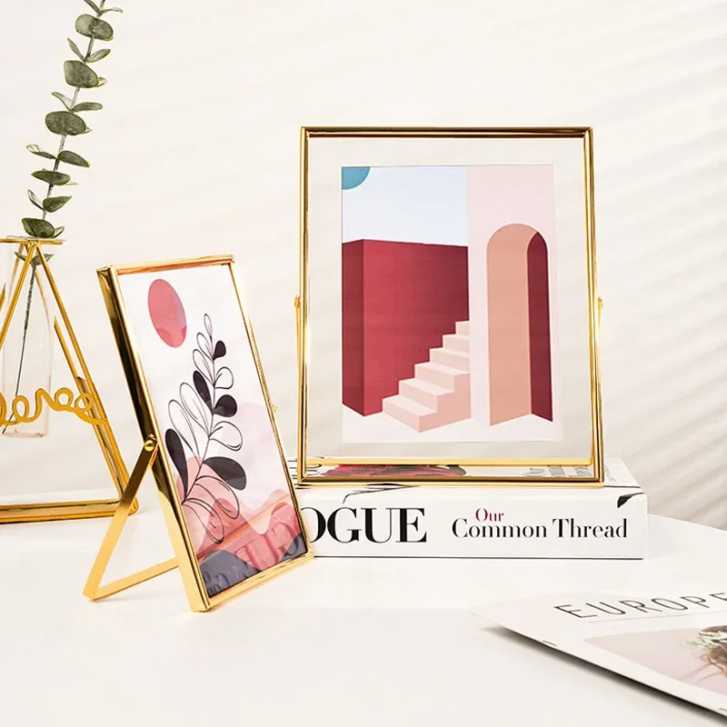Double Sided Transparent Glass Photo Frame High-End 6/78/10-inch Tabletop Creative Wedding Picture Frame Home Décor Gift