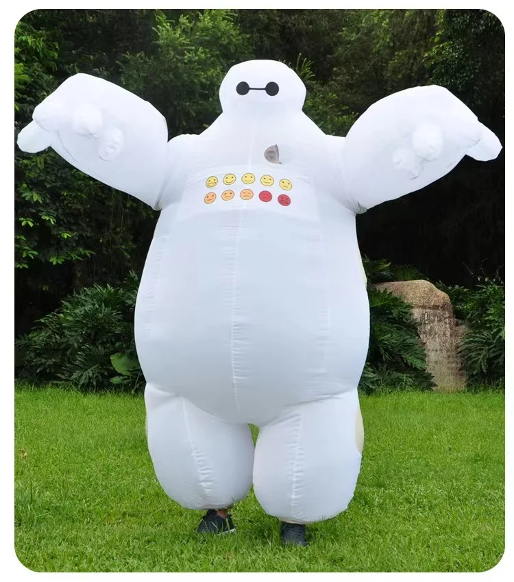 Cute Cartoon Inflatable Large White Robot Costume Halloween Christmas Decorations Funny Anime Stage Performance Props Kids Gifts