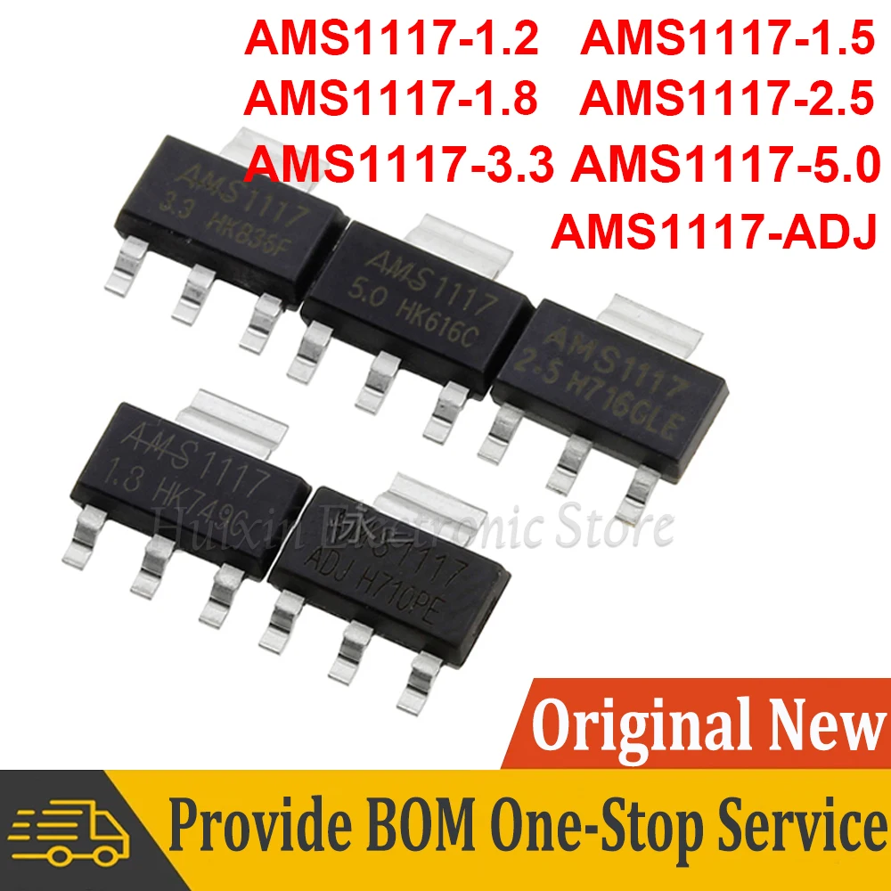 

10PCS AMS1117 series AMS1117-3.3V AMS1117-ADJ AMS1117-1.8V AMS1117-1.2V AMS1117-5.0V AMS1117-2.5V AMS1117-3.3 AMS1117-5.0 SOT223