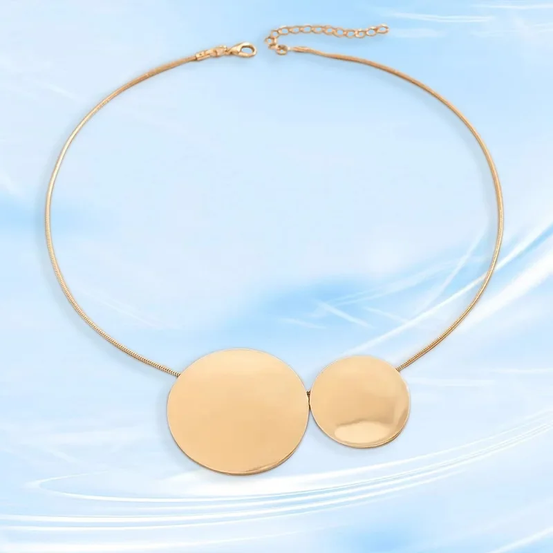 هندسية دائرية قلادة قلادة للنساء بسيطة موضة الرقبة مجوهرات رائجة البيع هدية حفلة 2024 نمط جديد