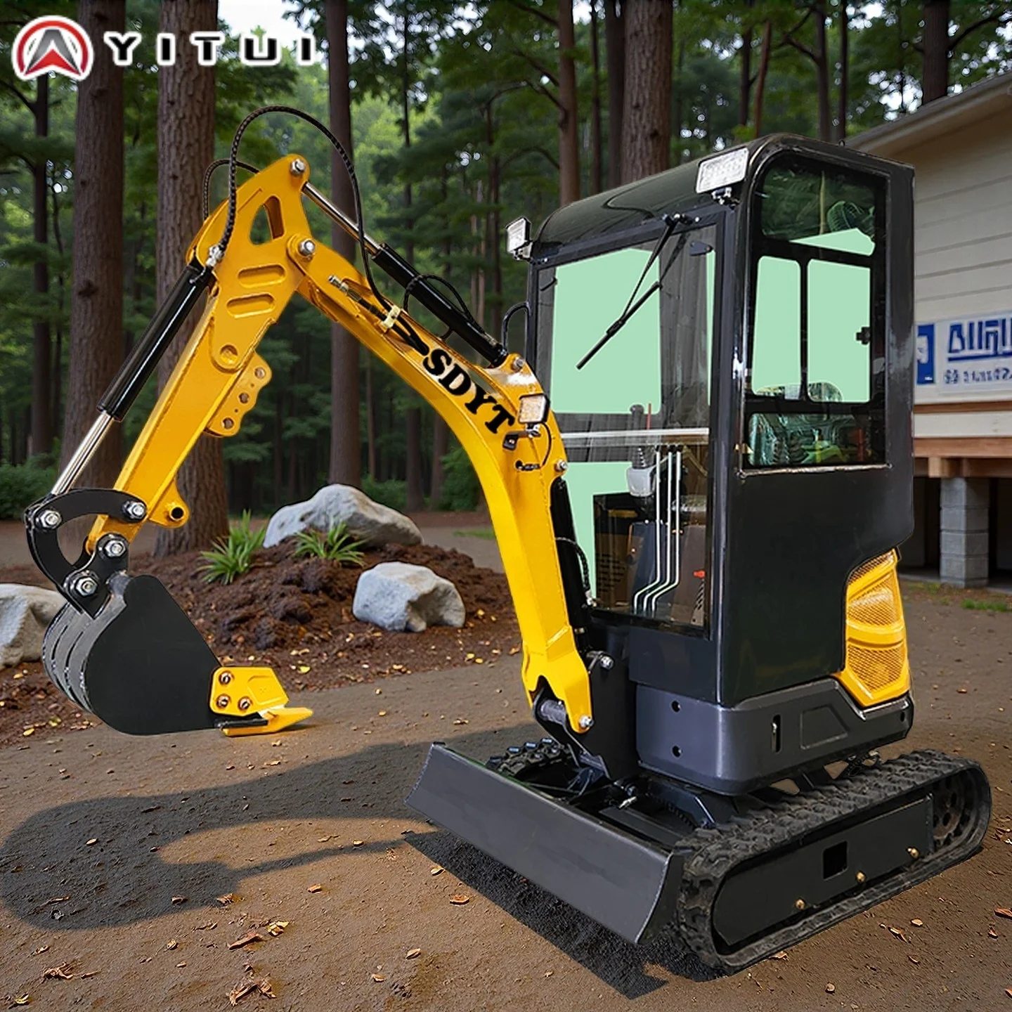 Mini Excavator 1,2 Ton, Excavator Kecil 1 Ton, Mesin Penggali Kecil untuk Kebun Keluarga dan Pekerjaan Kebun di Cina, Dapat Disesuaikan