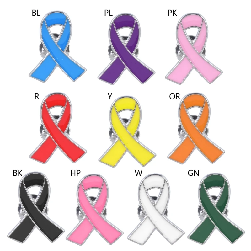 5 PCS Breast Cancers and AIDS Awareness Corsage Pin Ribbon Brooch Pin Long Lasting Ribbon Enamel Pins Alloy Material Dropship