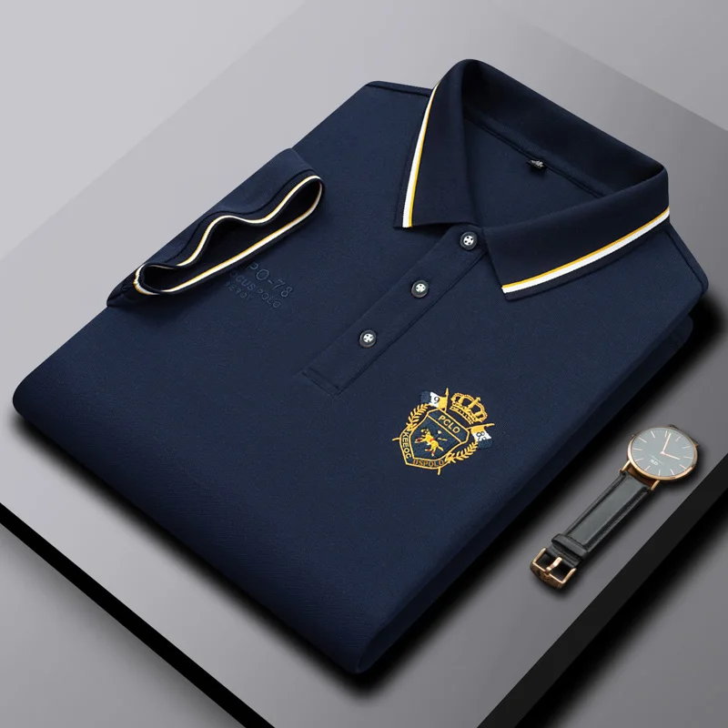 Luxury brand short-sleeved POLO shirt Men's lapel top Summer new high-end fashion embroidery casual Paul shirt Men's clothing