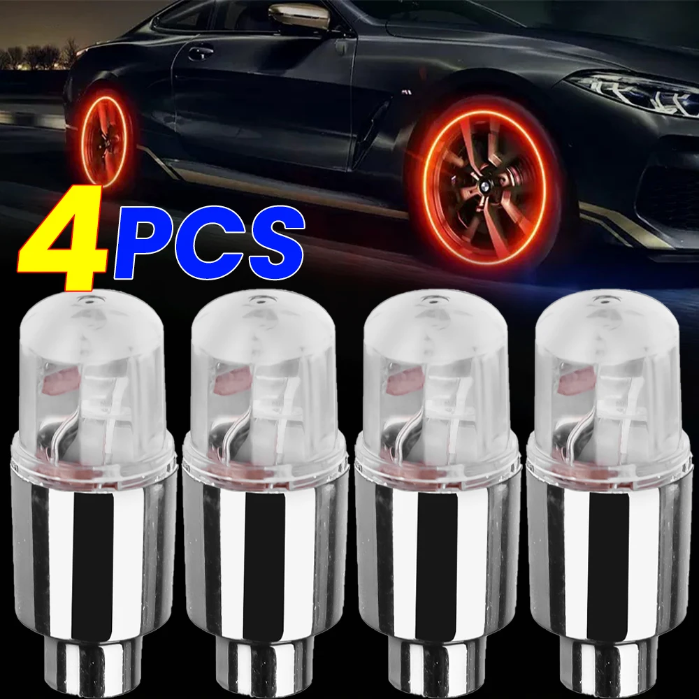 Car Hub Ambient Light Bicycle LED Tire Lights Universal Car Neon Lamp Valve Cover Lights Tire Colorful Flashing Bulb Decor