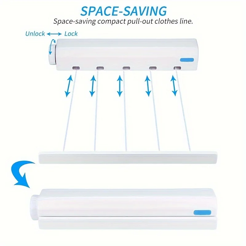 Stendibiancheria invisibile retrattile Indoor Outdoor bagno camera da letto balcone soggiorno lavanderia appendiabiti estraibile