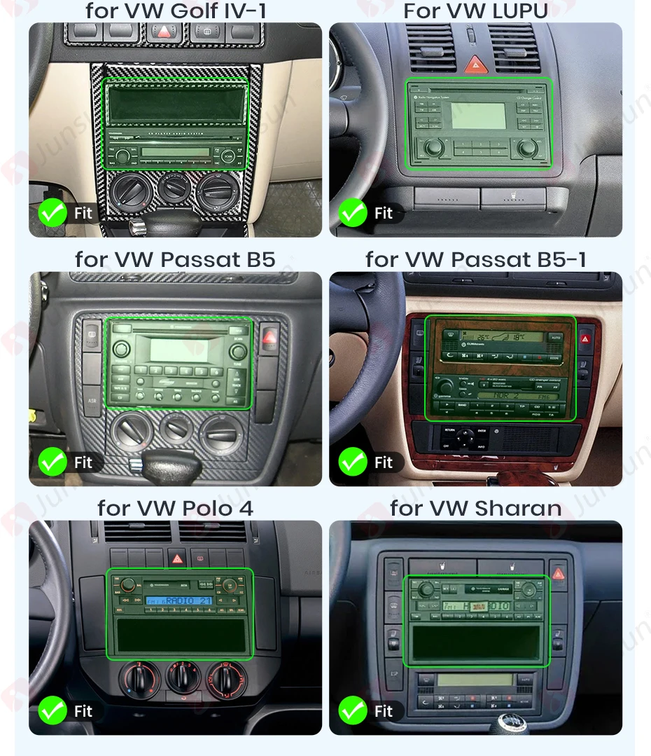 Android Autoradio für VW Passat B5 MK4 MK5 Golf 4 IV Polo Bora Jetta T5 SHARAN Jetta Transport T5 MULTIVAN LUPO Seat ALHAMBRA Cordoban Lego Excellent FM RDS Multimedia