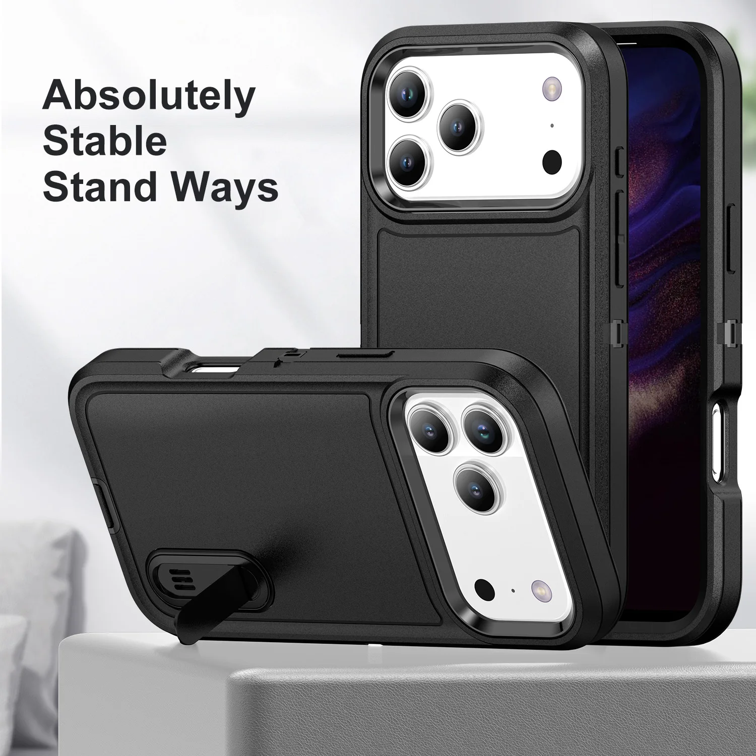 

Phones Cases For iPhone 17 Pro Max Shockproof Case For iPhone 17 16 15 14 13 12 11 Pro Max Hybrid Rugged Hard Cover Stand Shell