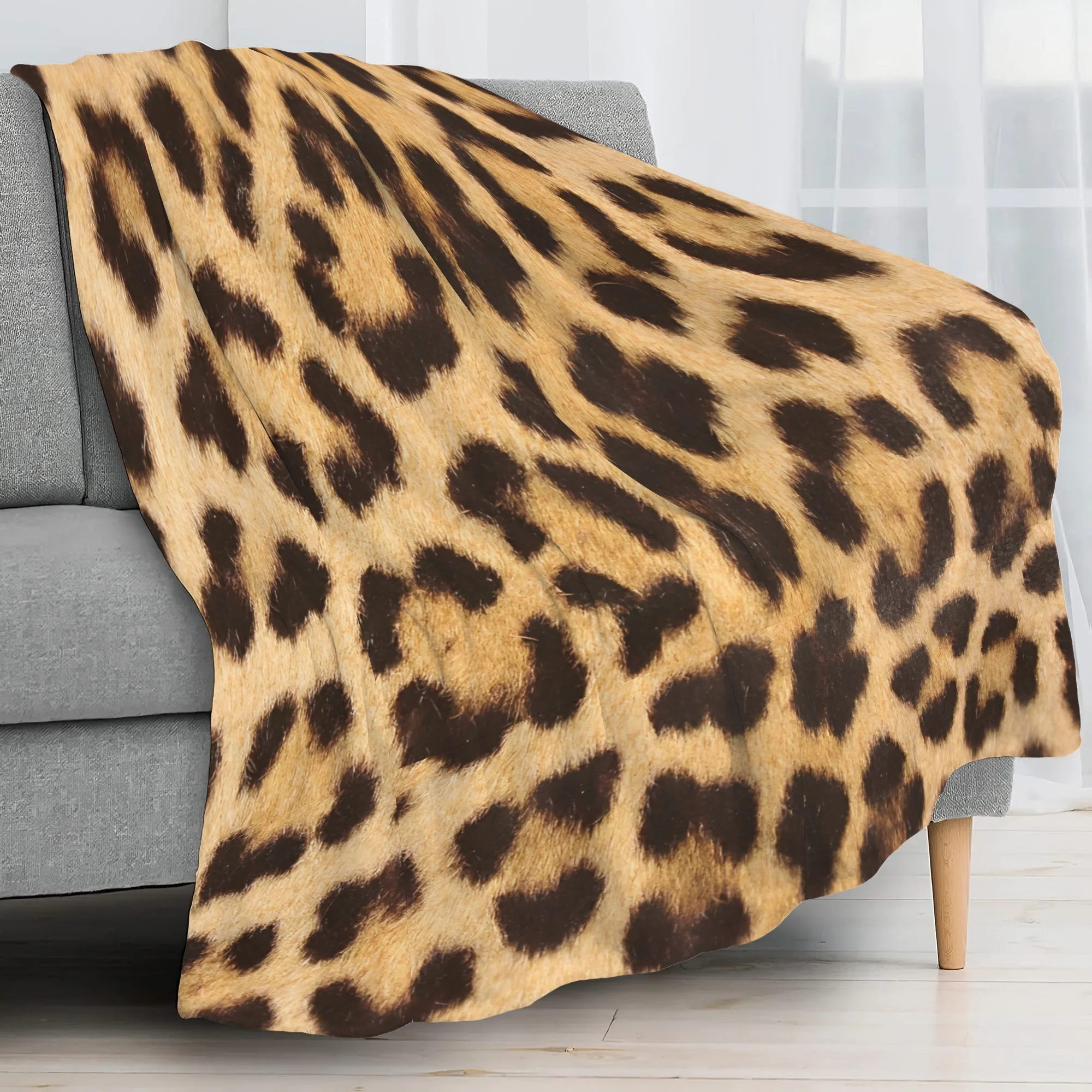 بطانية الفانيلا العصرية بطباعة الفهد ناعمة ودافئة، مثالية للأرائك والأسرة والمكاتب والسفر #3