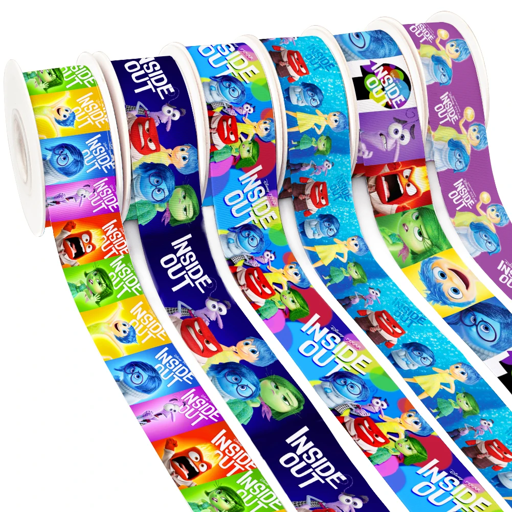 Disney Inside Out Printed Grosgrain Ribbon for Cheer Bows DIY Girl Gift Wrap 10yards Satin Ribbon