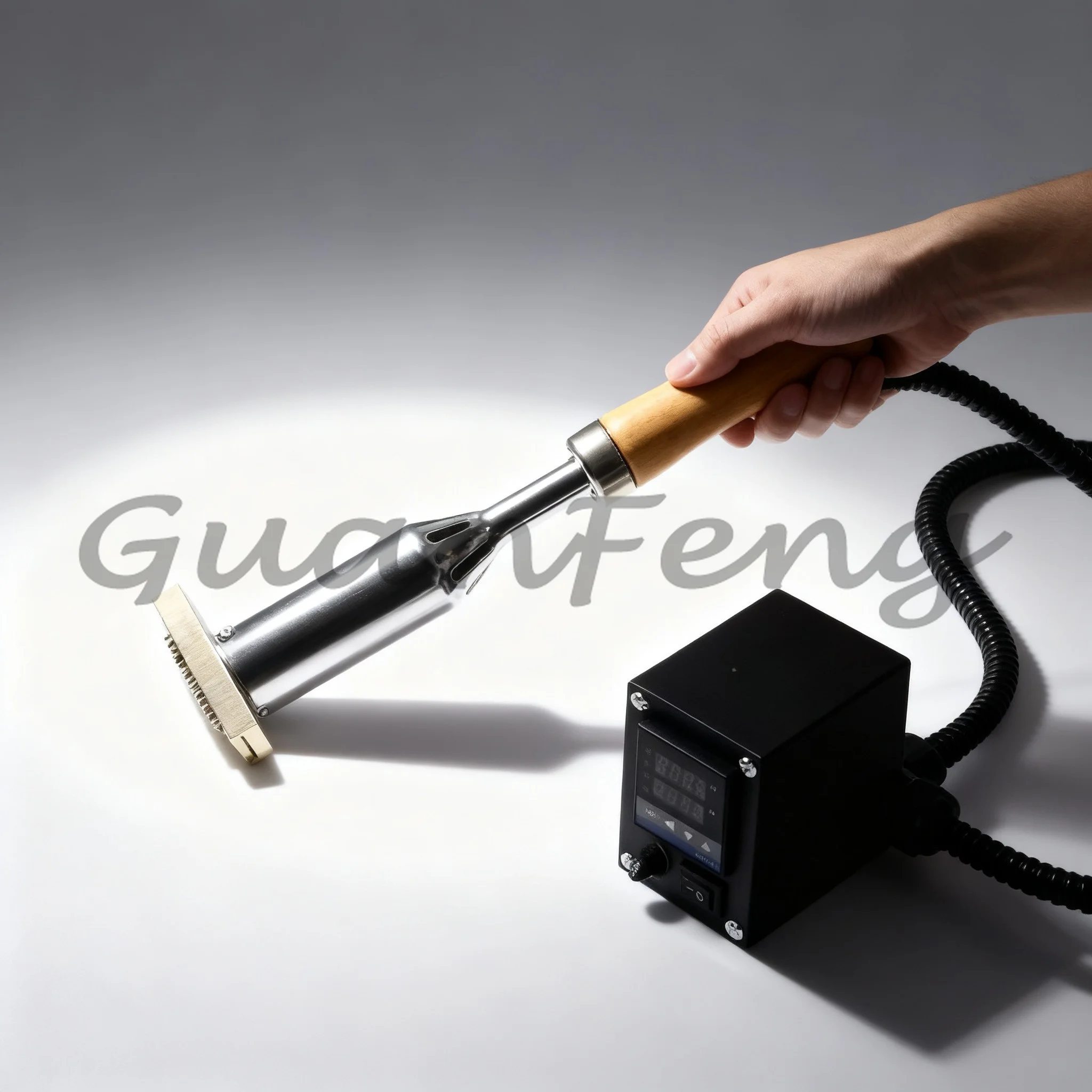 Handheld Digital Display   Iron 300W, Wooden Handle Hot Stamp for Leather Wood Packaging Logo Marking 110/220V