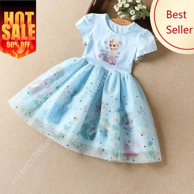 

Frozen Elsa Princess Dress Disney Flying Sleeve Dresses Cartoon Party Clothing Party Holiday Decoration Gifts