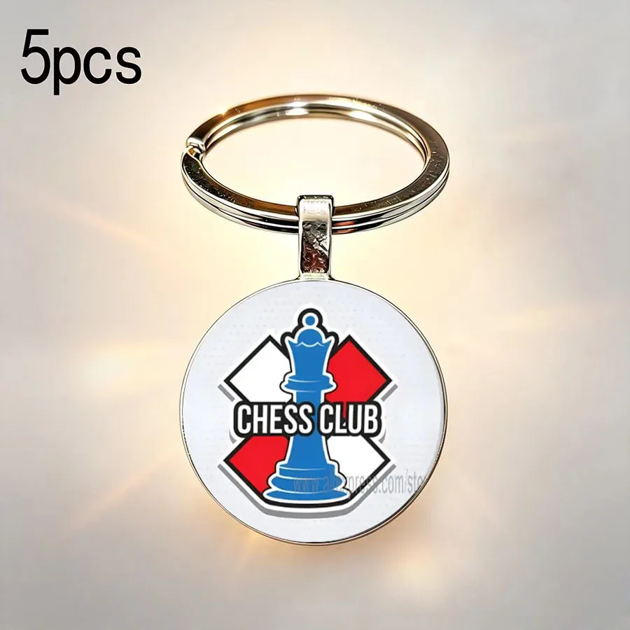 5PCS Selected gifts for chess enthusiasts with chessboard patterns and printed chess patterns, universal keychain