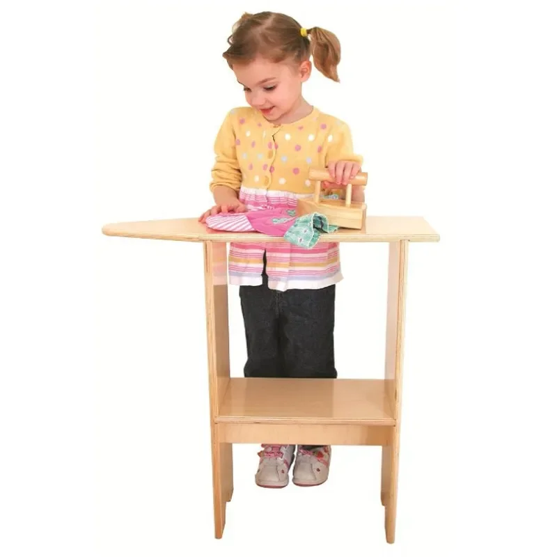 Foldable Solid Wood Ironing Board Rack Kids Educational Playhouse Toy Furniture for Home
