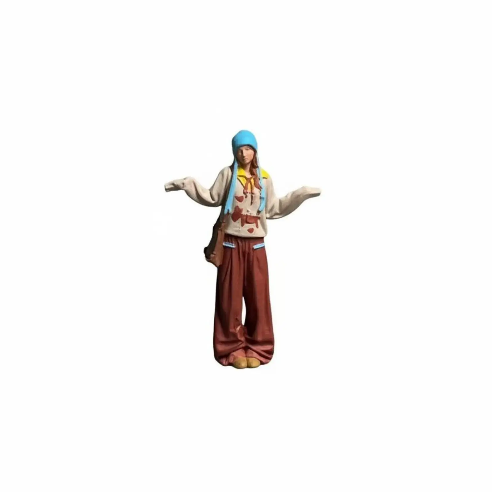1:64 Miniature Girl Figure Photo Props Autumn Street Scene Model Realistic